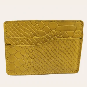 Tarjetero de piel de vacuno amarillo